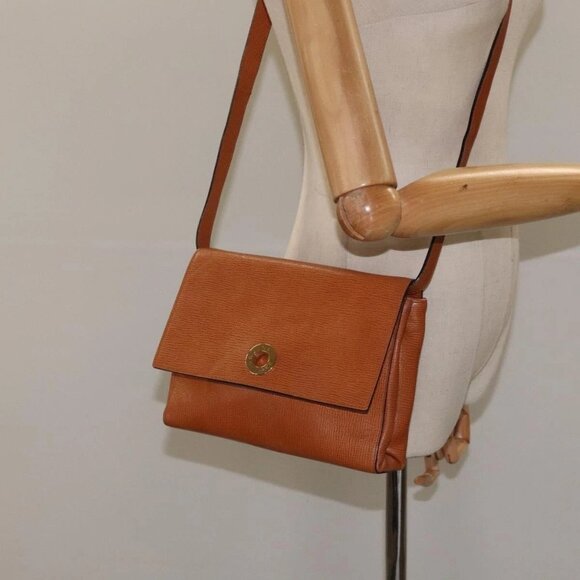CELINE Shoulder Bag Leather Brown Gold Auth - Picture 14 of 16